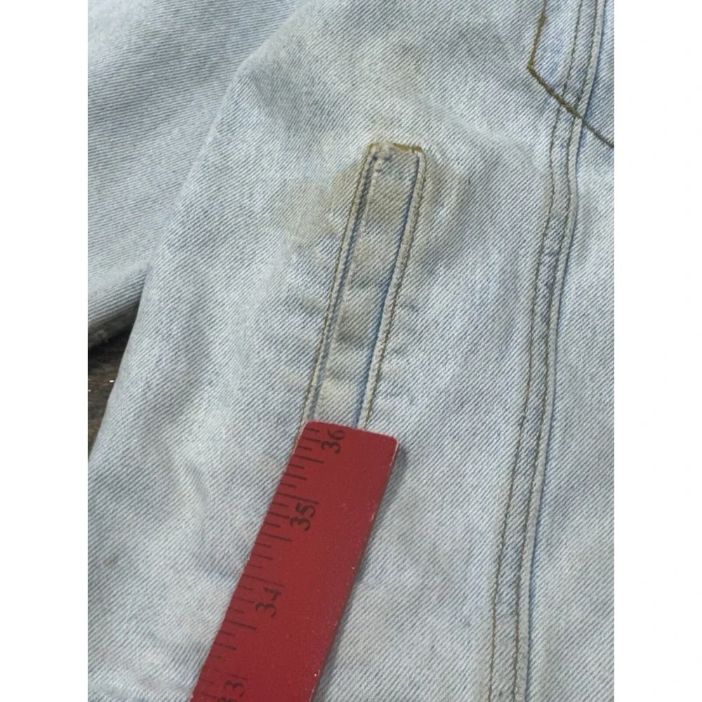 Vintage Men's Women's Structure Acid Wash Denim Jacket Size L 100% Cotton Tassel